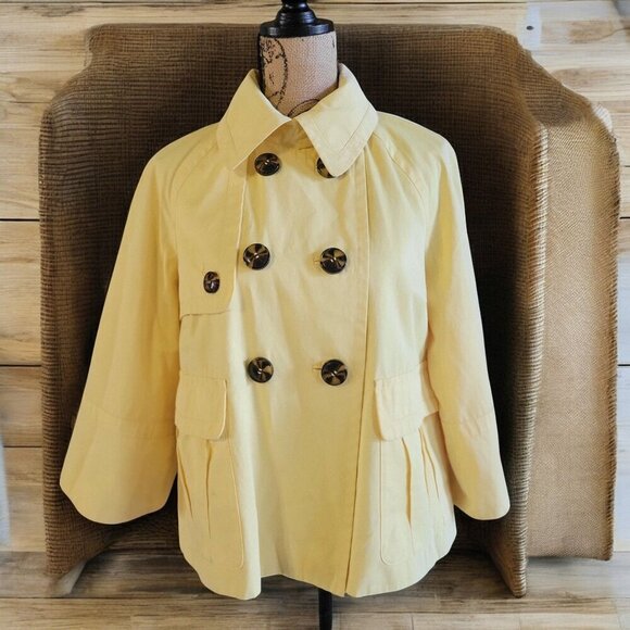 Style & Co  Swing  Yellow Rain Coat /  Peacock  Jacket  -  L - Picture 3 of 10